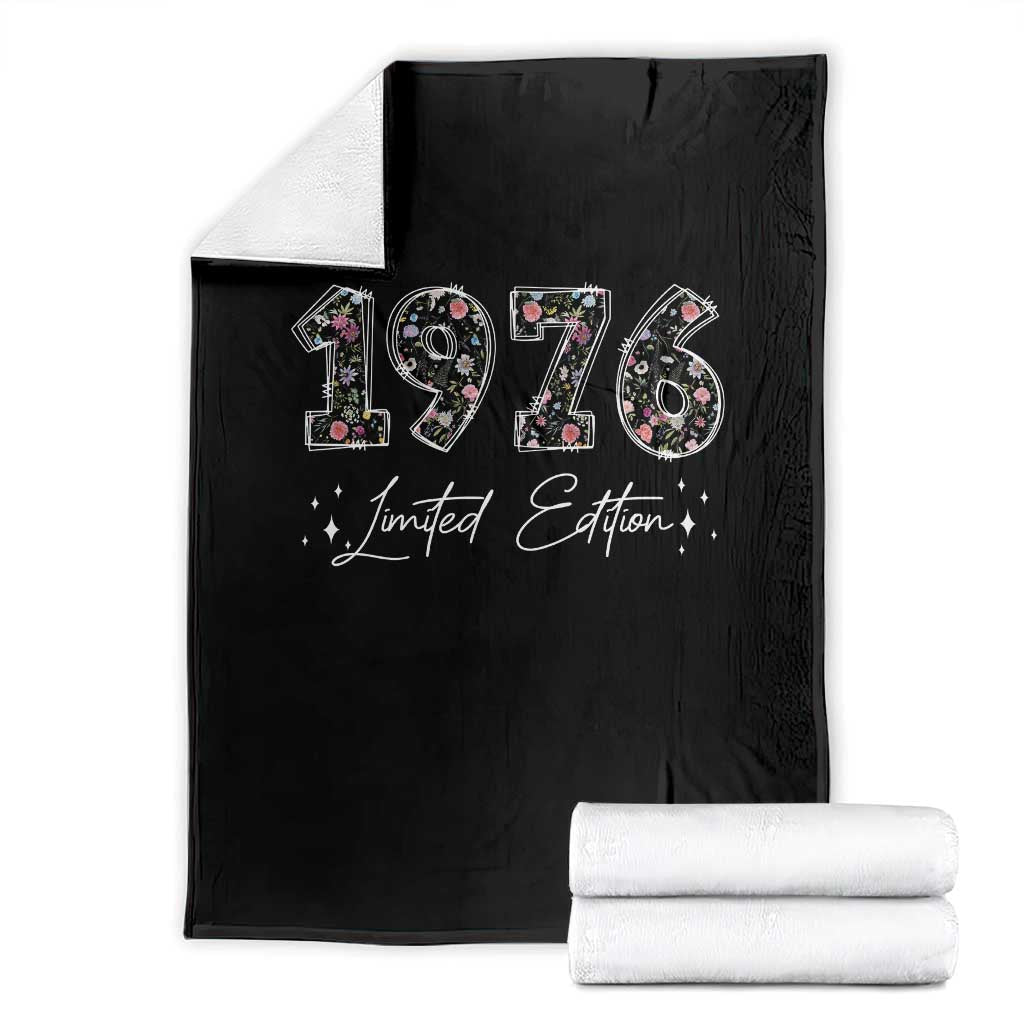 50th Birthday Throw Blanket Floral 1976 50 Year Old Birthday Gifts For Women TS10 Black Print Your Wear