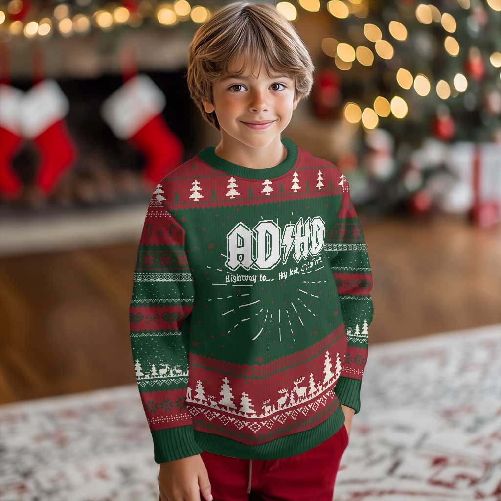 Funny ADHD Knit Sweatshirt Hey Look a Squirrel Rocks Graphic TS10 Christmas Print Your Wear