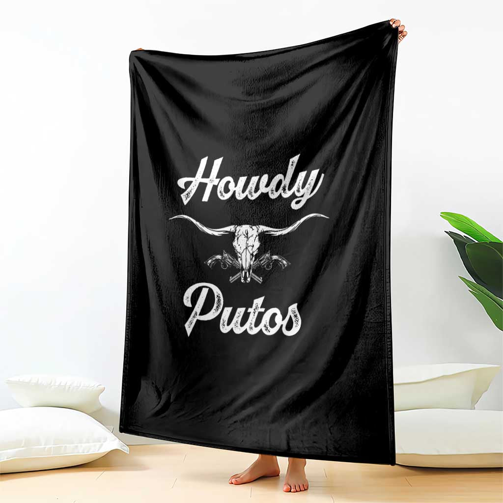 Howdy Putos Throw Blanket Western Cowboy Skull Outlaw Style TS10 Print Your Wear