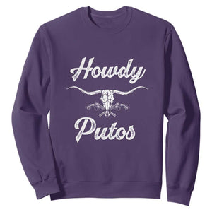 Howdy Putos Sweatshirt Western Cowboy Skull Outlaw Style TS10 Purple Print Your Wear