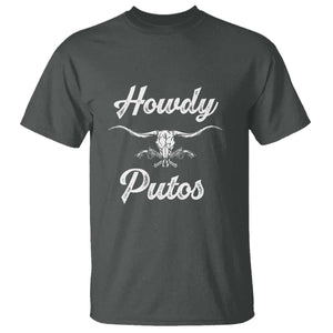 Howdy Putos T Shirt Western Cowboy Skull Outlaw Style TS10 Dark Heather Print Your Wear