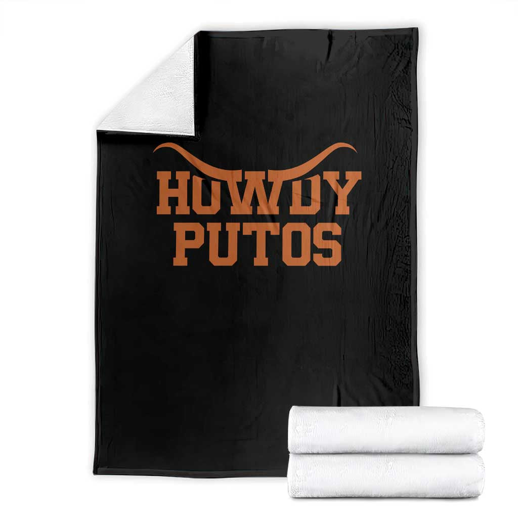 Howdy Putos Throw Blanket Funny Western Cowboy Spanish Slang TS10 Black Print Your Wear