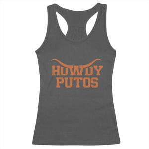 Howdy Putos Racerback Tank Top Funny Western Cowboy Spanish Slang TS10 Dark Heather Print Your Wear