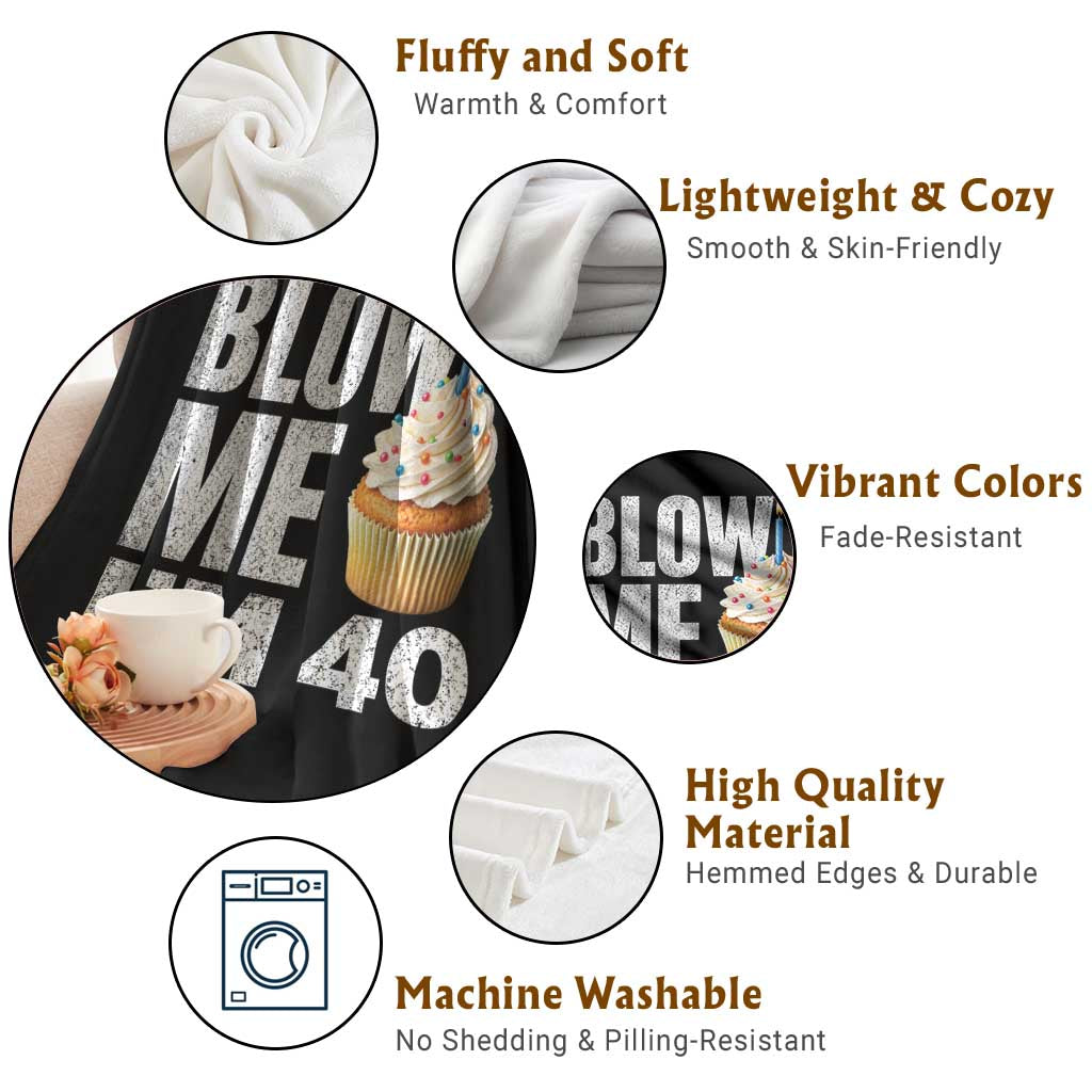 Funny 40th Birthday Throw Blanket Blow Me Im 40 Year Old Bday Gag Gift Saying TS10 Print Your Wear