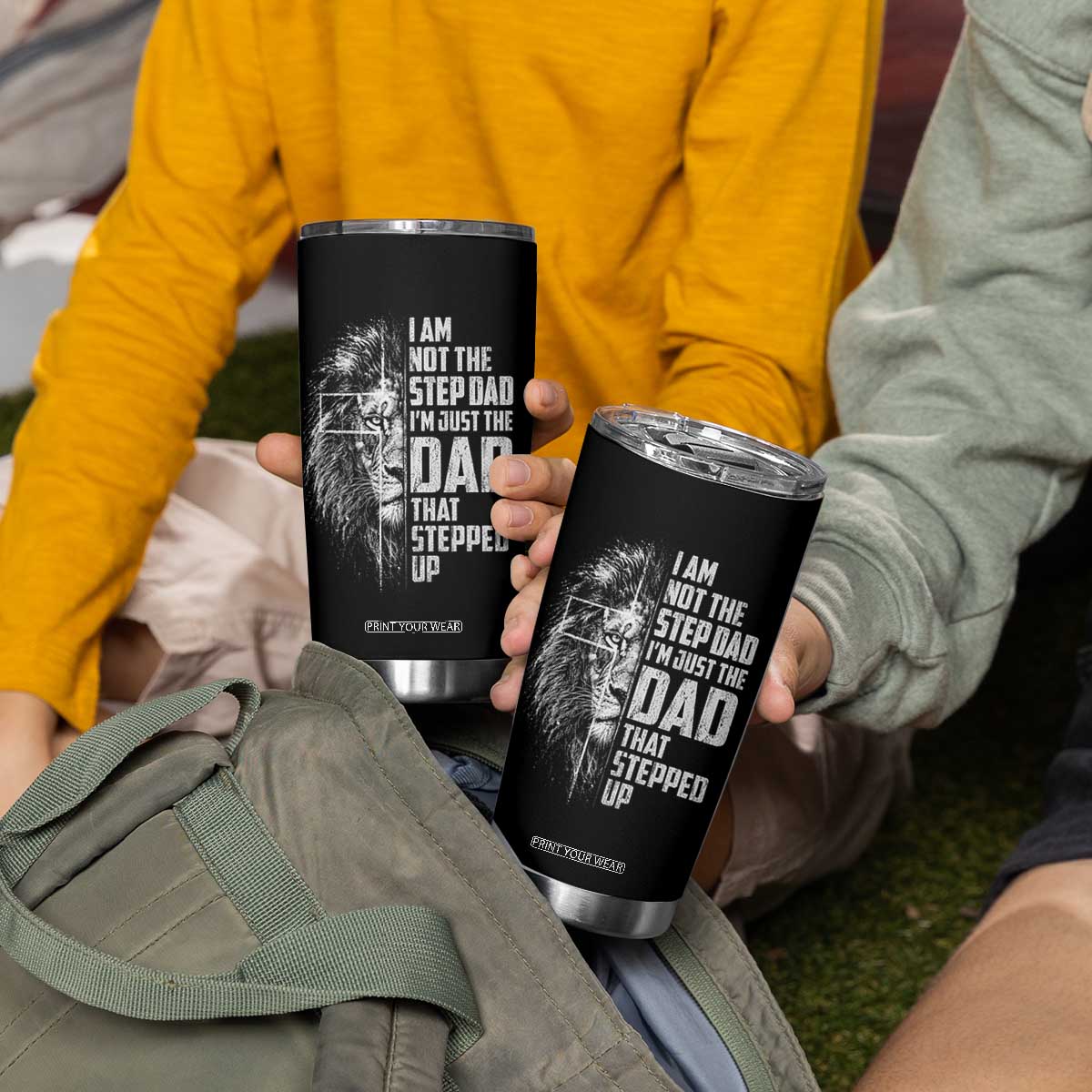 Bonus Dad Tumbler Cup Stepdad Gifts From Stepdaughter Stepson Cross Lion Stepped Up Dad TS10 Print Your Wear