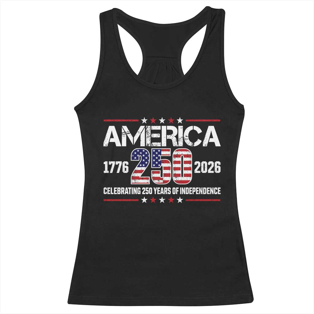 250th Anniversary Racerback Tank Top American 250 Years Birthday Patriotic 1776 2026 TS10 Black Print Your Wear