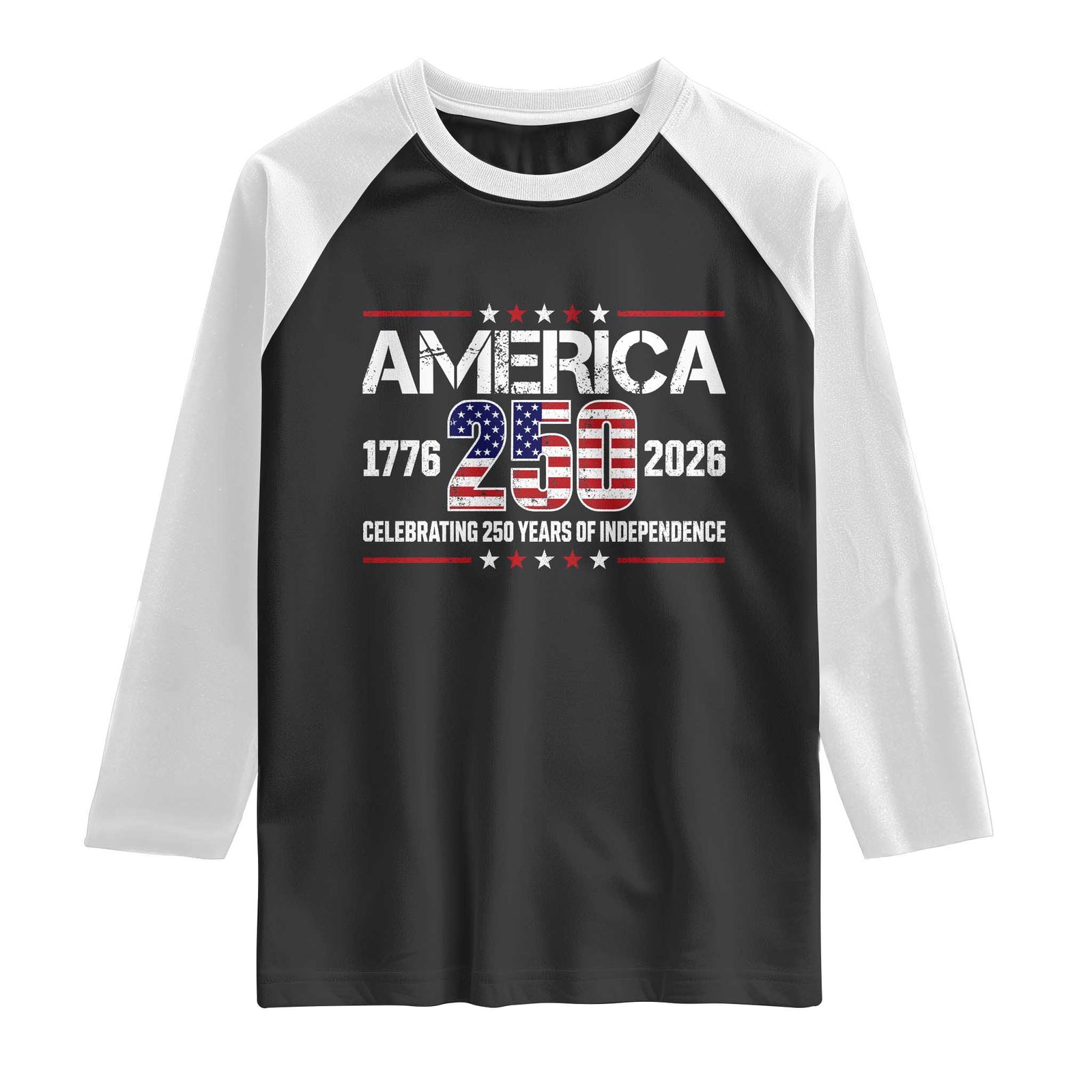 250th Anniversary Raglan Shirt American 250 Years Birthday Patriotic 1776 2026 TS10 Black White Print Your Wear