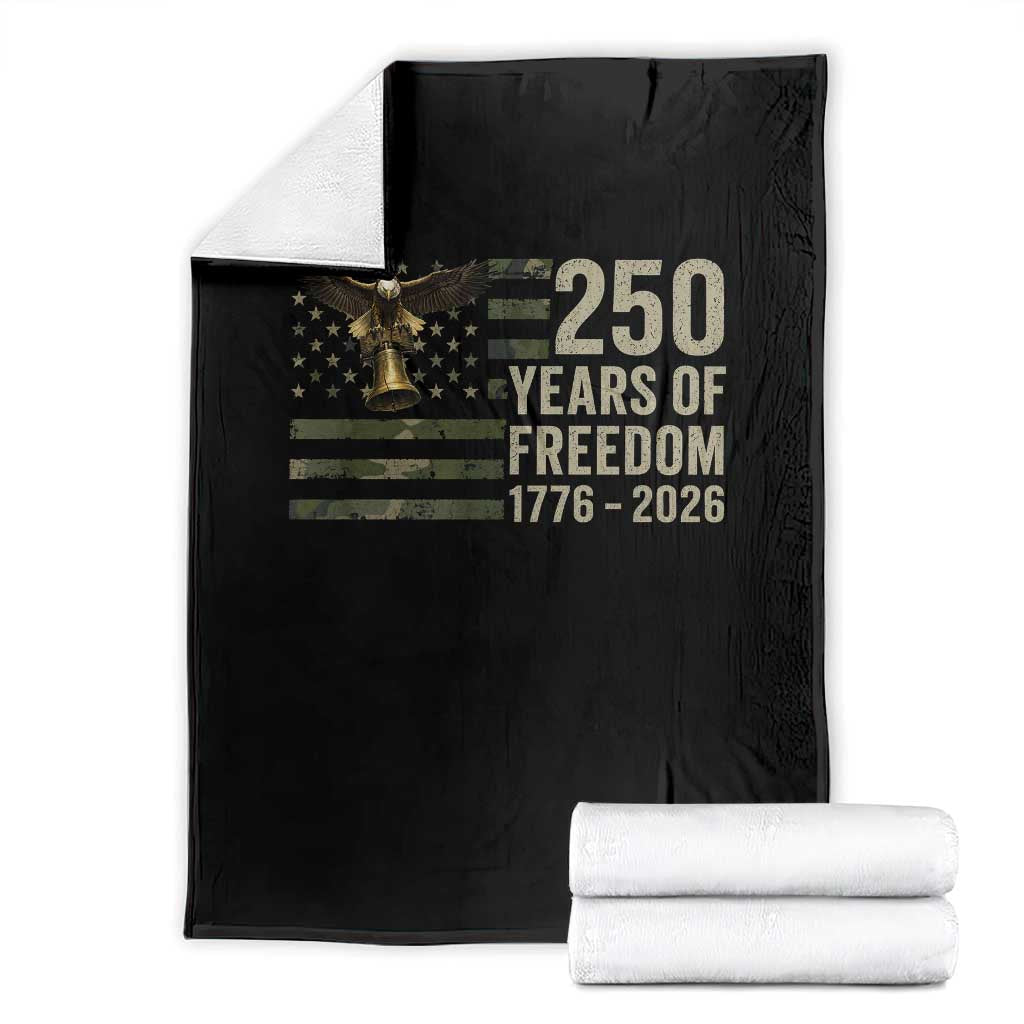 250th Anniversary Throw Blanket 1776 2026 250 Years Birthday Patriotic Camouflage USA Flag TS10 Black Print Your Wear