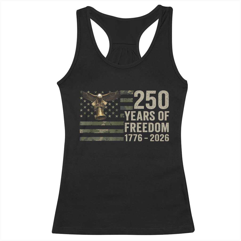 250th Anniversary Racerback Tank Top 1776 2026 250 Years Birthday Patriotic Camouflage USA Flag TS10 Black Print Your Wear