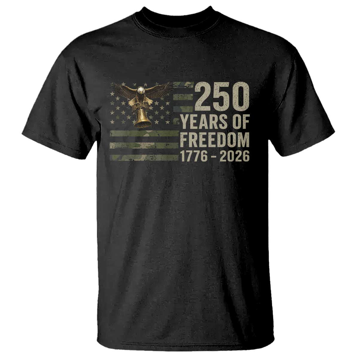 250th Anniversary T Shirt 1776 2026 250 Years Birthday Patriotic Camouflage USA Flag TS10 Black Print Your Wear