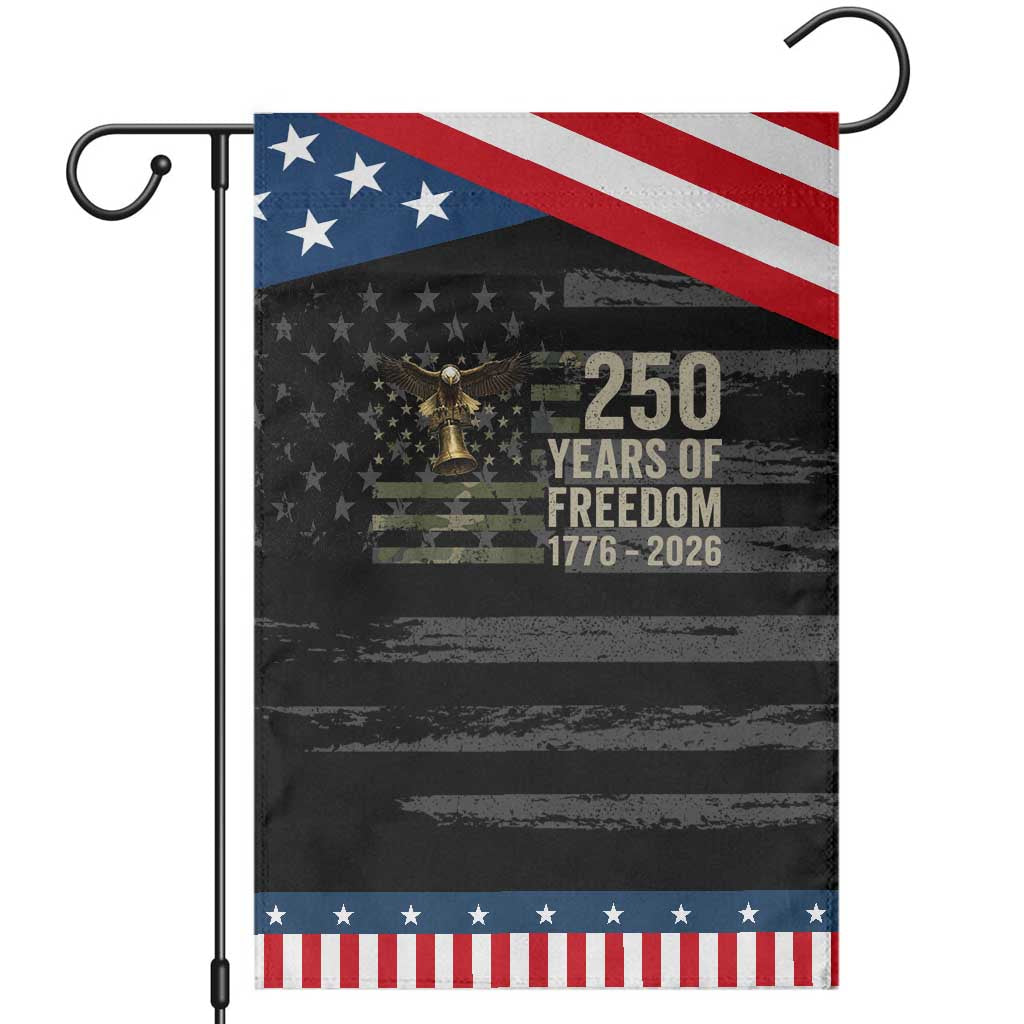 250th Anniversary Patriotic Garden Flag 1776 2026 250 Years Birthday Camouflage USA Flag TS10 Distressed Black Blue Print Your Wear