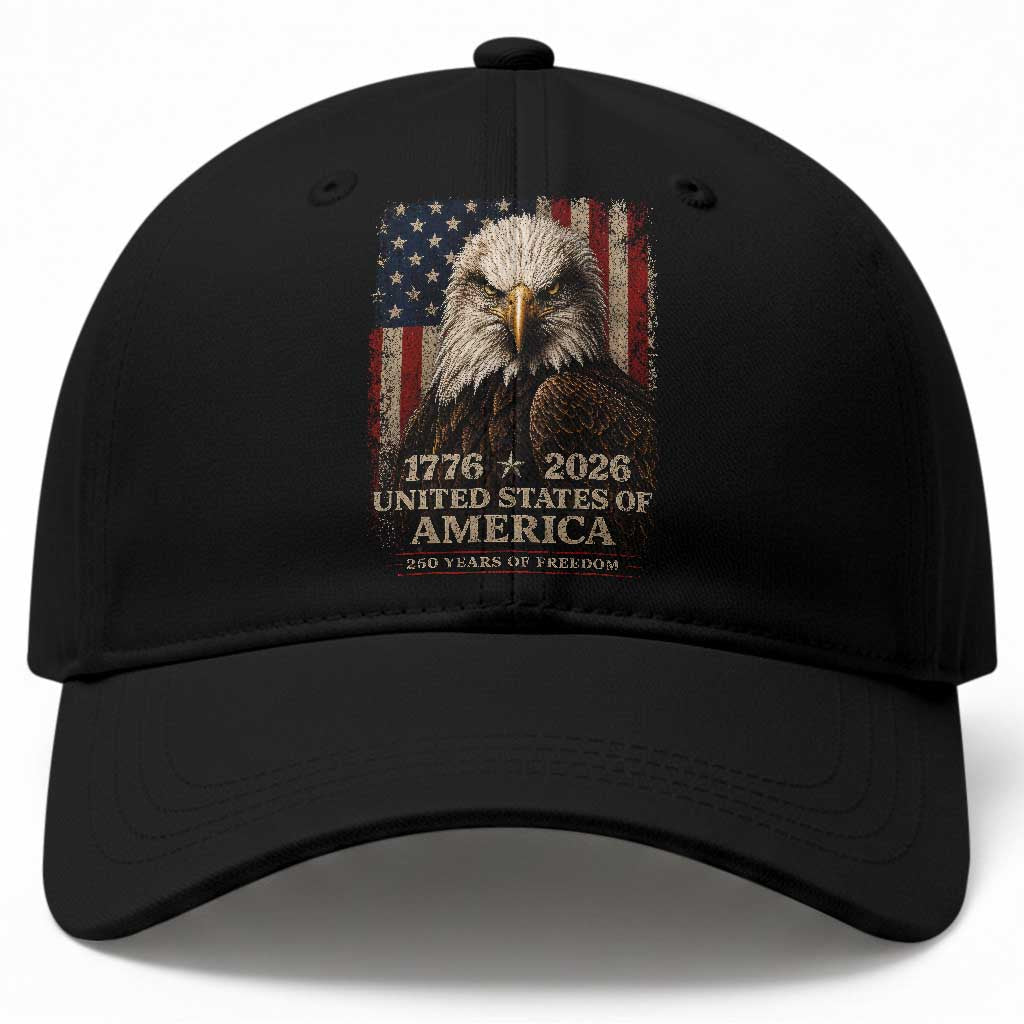 250 Anniversary USA Flag Baseball Cap Vintage Bald Eagle Patriotic 1776 2026 250 Years Birthday TS10 Print Your Wear