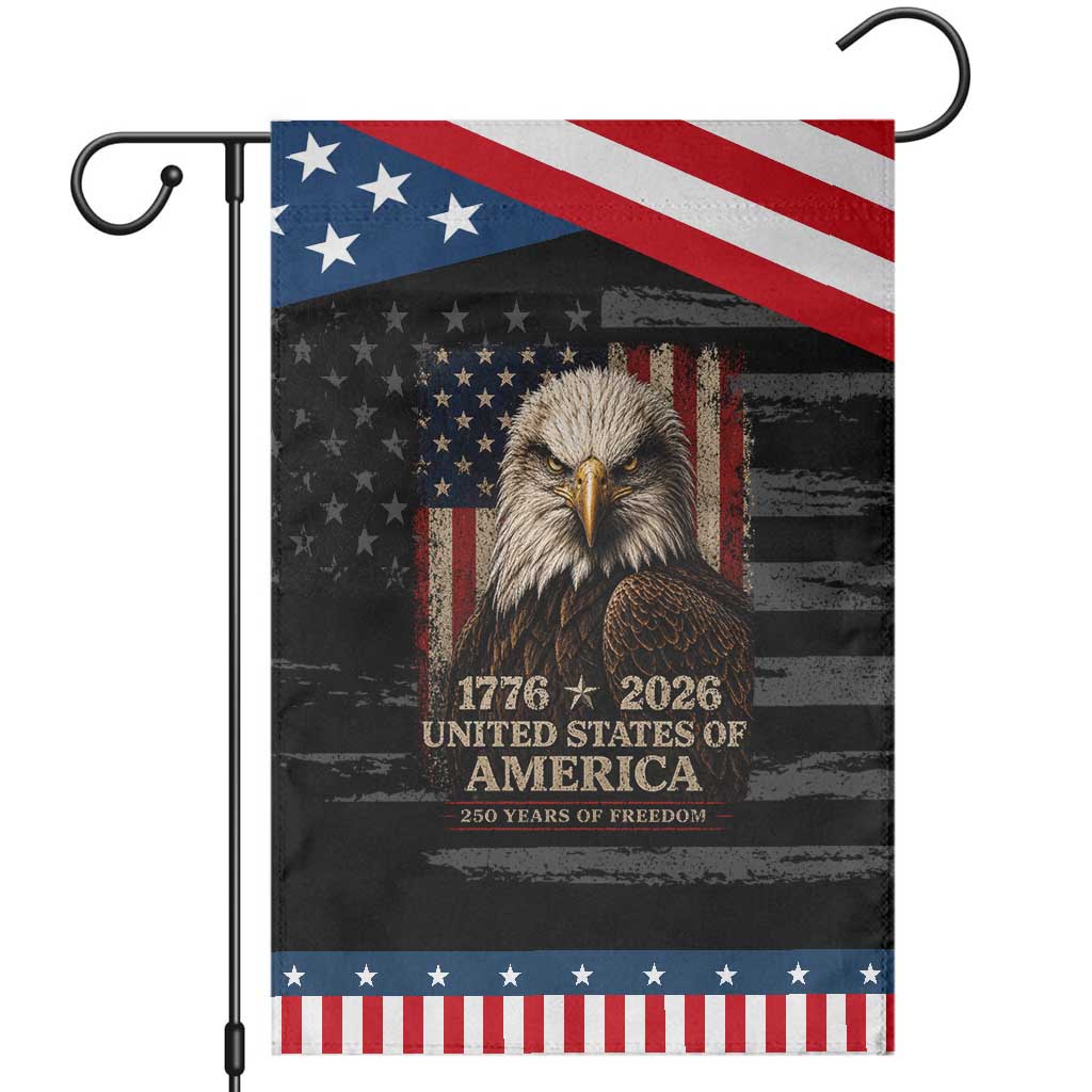 250 Anniversary USA Flag Patriotic Garden Flag Vintage Bald Eagle 1776 2026 250 Years Birthday TS10 Distressed Black Blue Print Your Wear