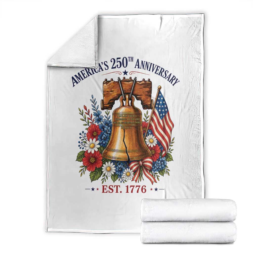 250 Anniversary Throw Blanket Floral Liberty Bell USA 250th American 4th July 2026 TS10 White Print Your Wear