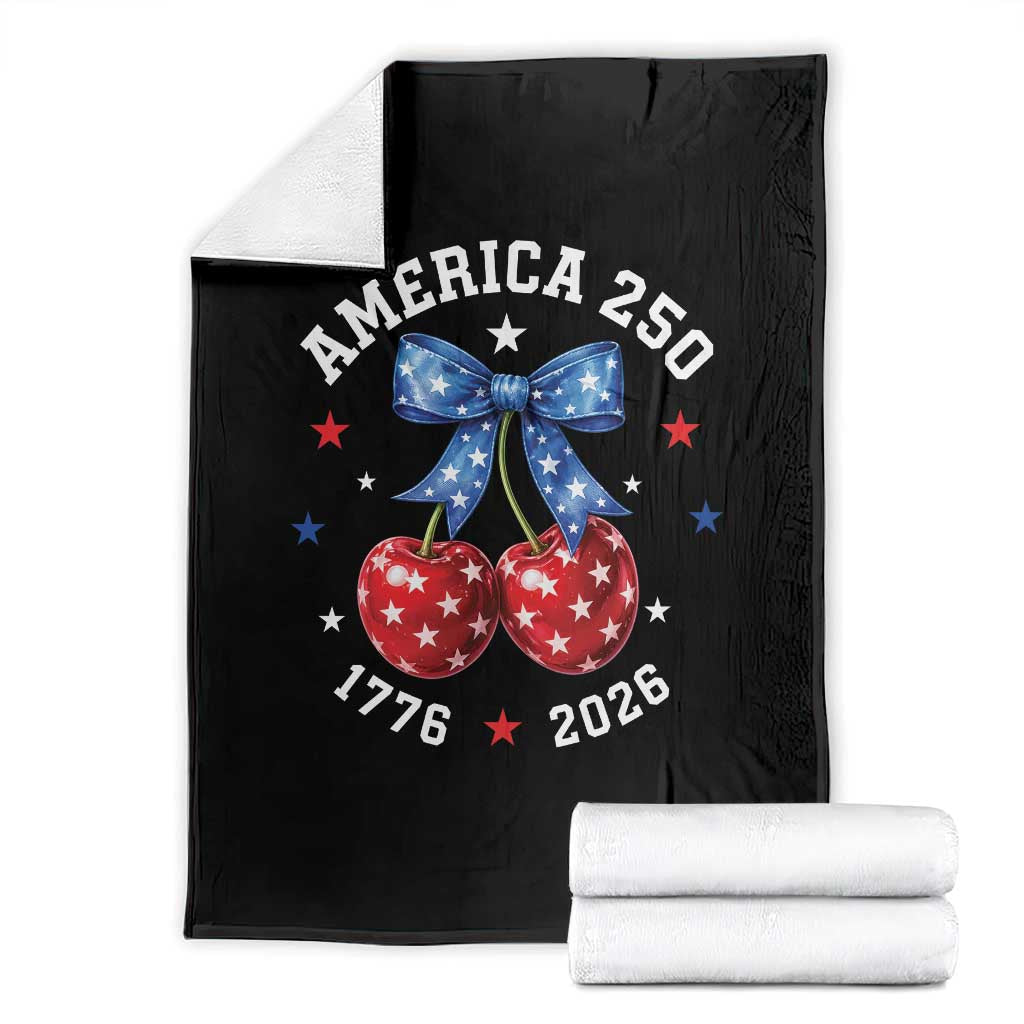 250 Anniversary USA Throw Blanket Cherry Coquette Bow 4th Of July 1776 2026 250th Birthday TS10 Black Print Your Wear