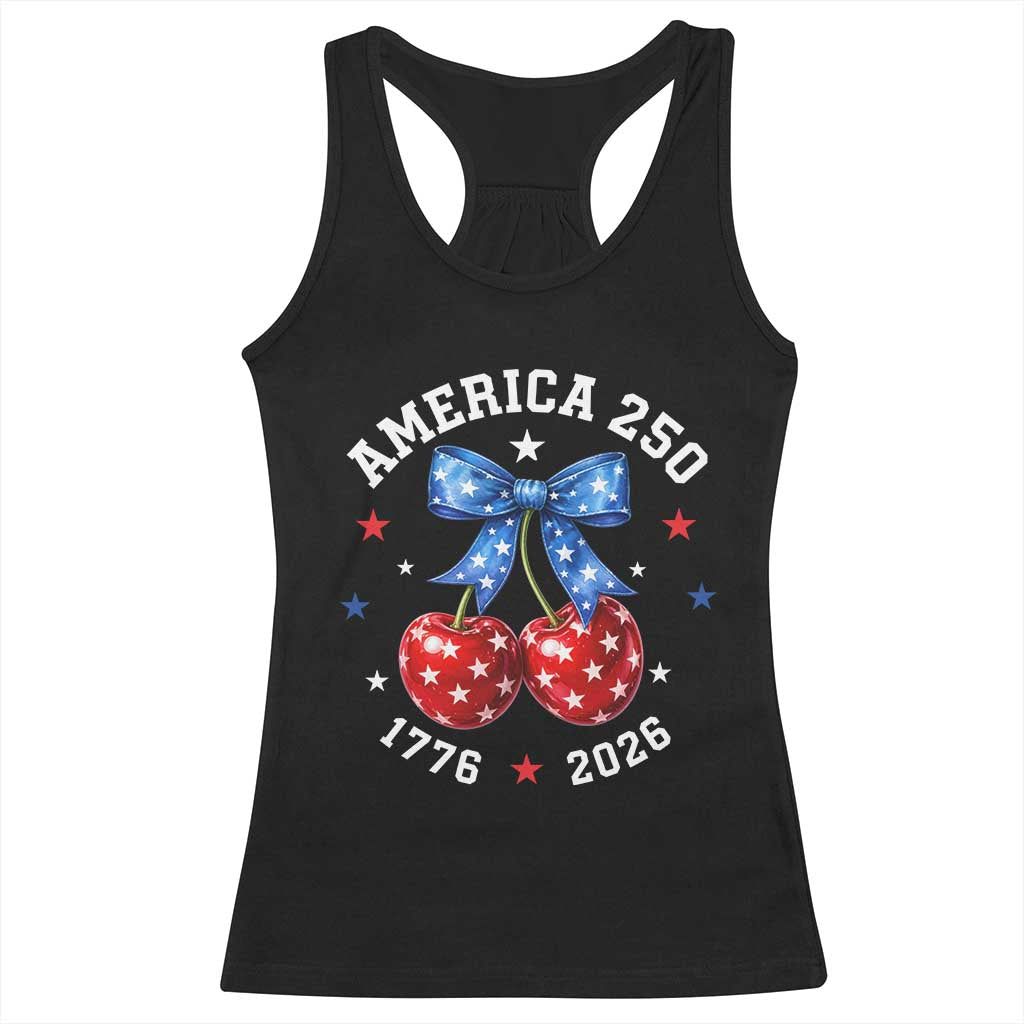 250 Anniversary USA Racerback Tank Top Cherry Coquette Bow 4th Of July 1776 2026 250th Birthday TS10 Black Print Your Wear