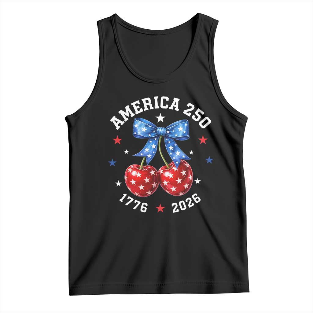 250 Anniversary USA Tank Top Cherry Coquette Bow 4th Of July 1776 2026 250th Birthday TS10 Black Print Your Wear