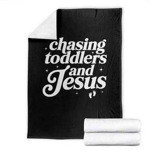 Christian Mom Throw Blanket Chasing Jesus And Toddlers TS10 Black Print Your Wear