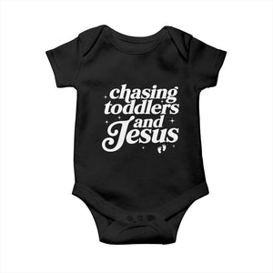 Christian Mom Baby Onesie Chasing Jesus And Toddlers TS10 Black Print Your Wear