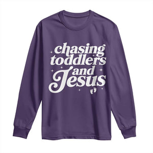 Christian Mom Long Sleeve Shirt Chasing Jesus And Toddlers TS10 Purple Print Your Wear