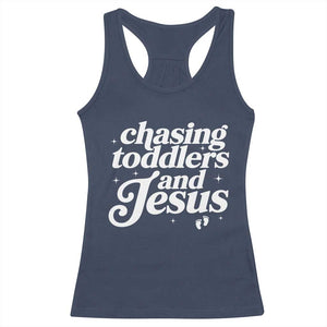 Christian Mom Racerback Tank Top Chasing Jesus And Toddlers TS10 Navy Print Your Wear
