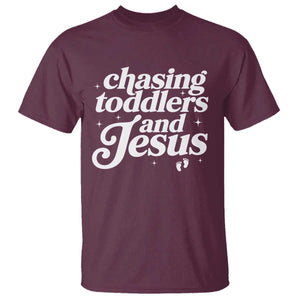 Christian Mom T Shirt Chasing Jesus And Toddlers TS10 Maroon Print Your Wear