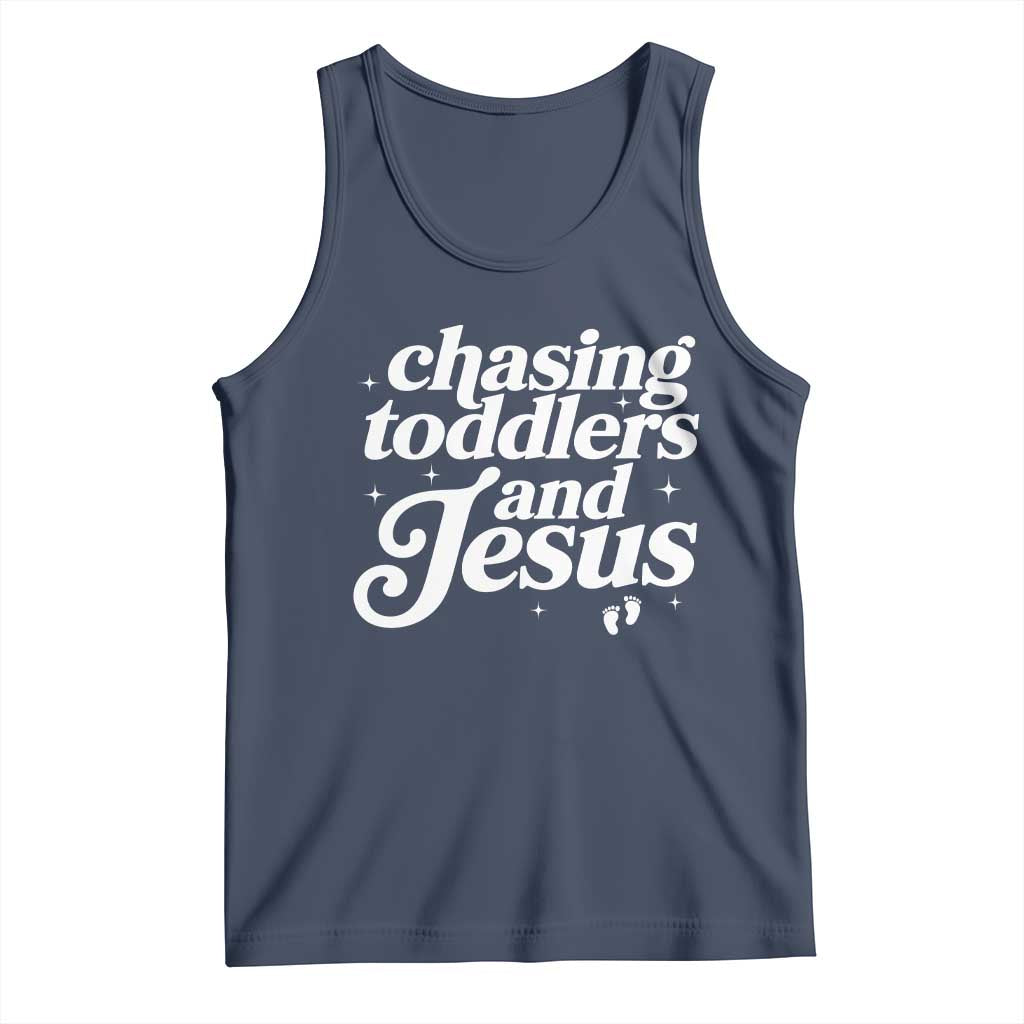 Christian Mom Tank Top Chasing Jesus And Toddlers TS10 Navy Print Your Wear