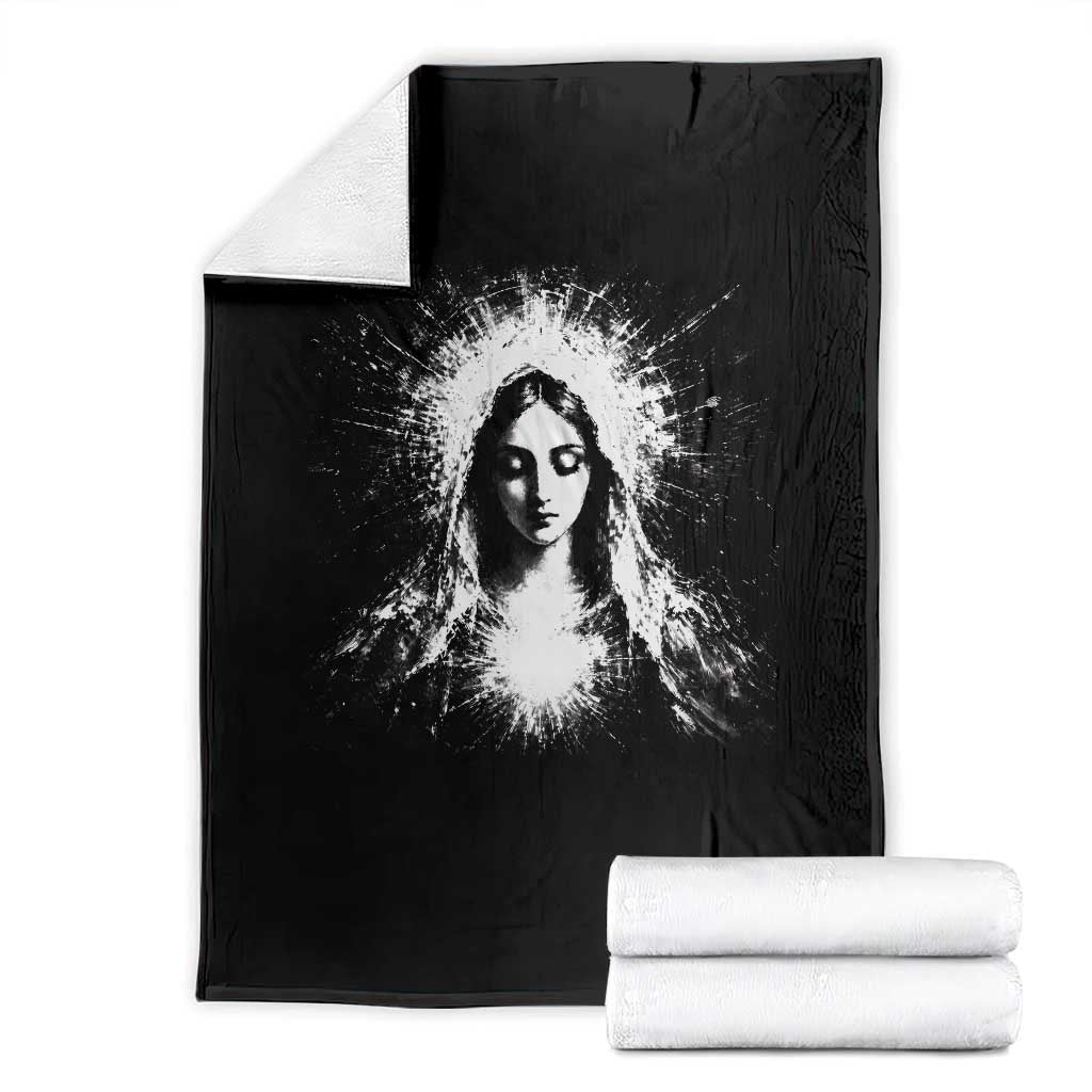 Catholic Virgin Mary Throw Blanket Vintage Marian Face Christian Our Lady TS10 Black Print Your Wear