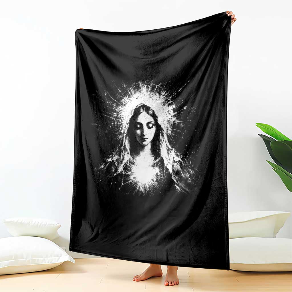Catholic Virgin Mary Throw Blanket Vintage Marian Face Christian Our Lady TS10 Print Your Wear