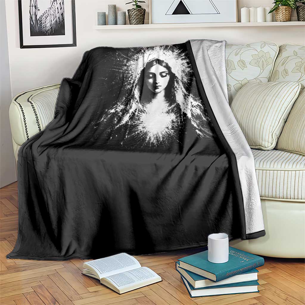 Catholic Virgin Mary Throw Blanket Vintage Marian Face Christian Our Lady TS10 Print Your Wear