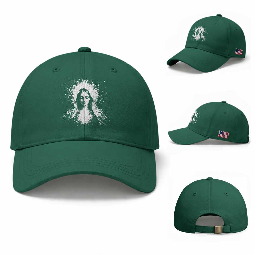Catholic Virgin Mary Baseball Cap Vintage Marian Face Christian Our Lady TS10 Baseball Cap Universal Fit Irish Green Print Your Wear