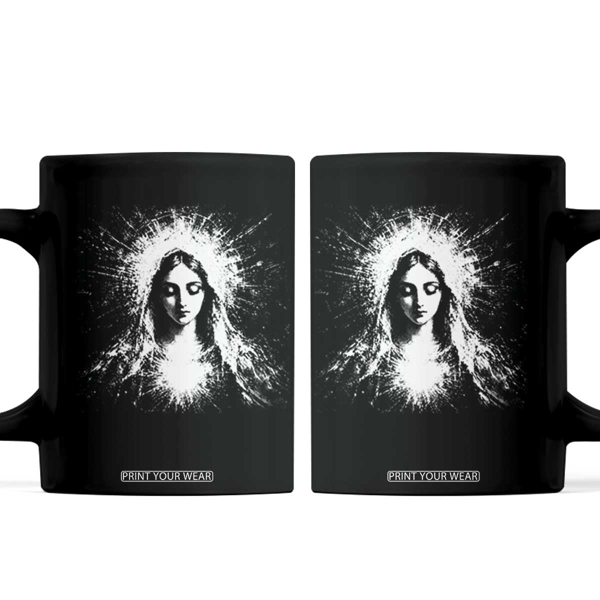 Catholic Virgin Mary Coffee Mug Vintage Marian Face Christian Our Lady TS10 Black Print Your Wear