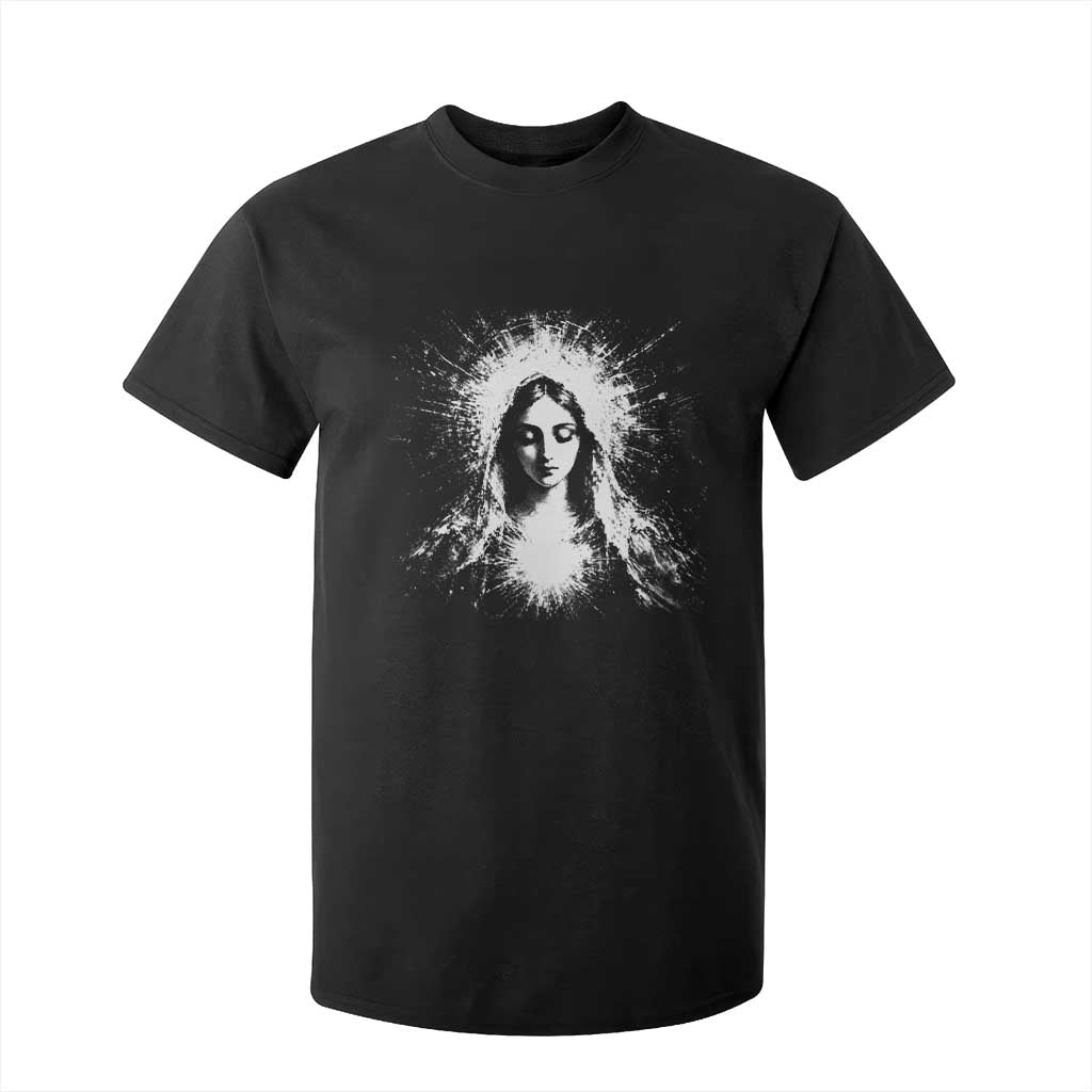 Catholic Virgin Mary T Shirt For Kid Vintage Marian Face Christian Our Lady TS10 Black Print Your Wear