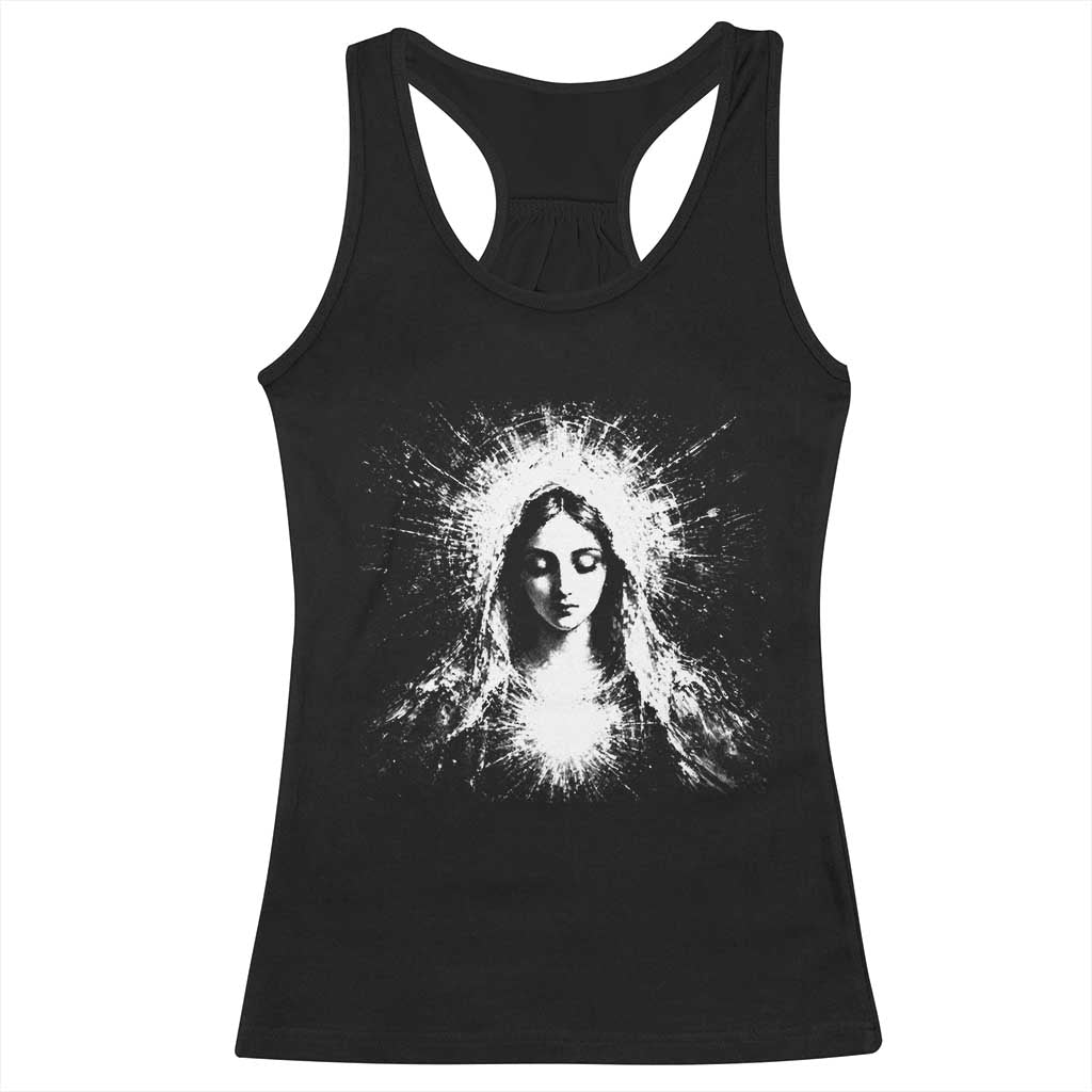 Catholic Virgin Mary Racerback Tank Top Vintage Marian Face Christian Our Lady TS10 Black Print Your Wear