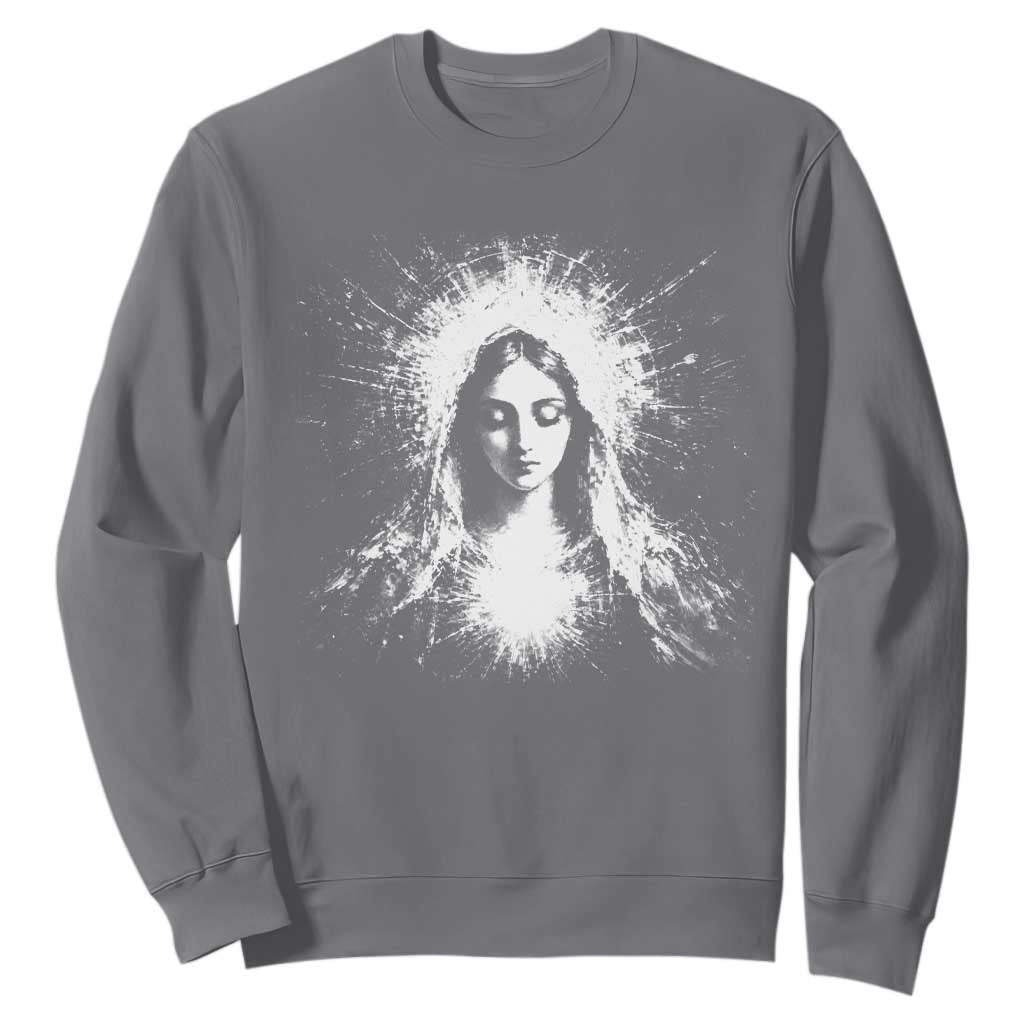 Catholic Virgin Mary Sweatshirt Vintage Marian Face Christian Our Lady TS10 Charcoal Print Your Wear
