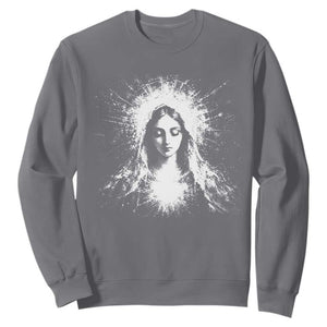 Catholic Virgin Mary Sweatshirt Vintage Marian Face Christian Our Lady TS10 Charcoal Print Your Wear
