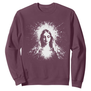 Catholic Virgin Mary Sweatshirt Vintage Marian Face Christian Our Lady TS10 Maroon Print Your Wear