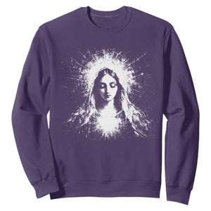 Catholic Virgin Mary Sweatshirt Vintage Marian Face Christian Our Lady TS10 Purple Print Your Wear