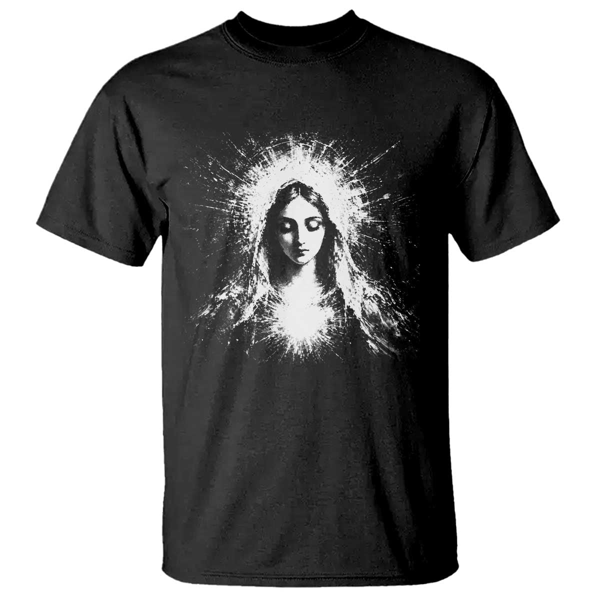 Catholic Virgin Mary T Shirt Vintage Marian Face Christian Our Lady TS10 Black Print Your Wear