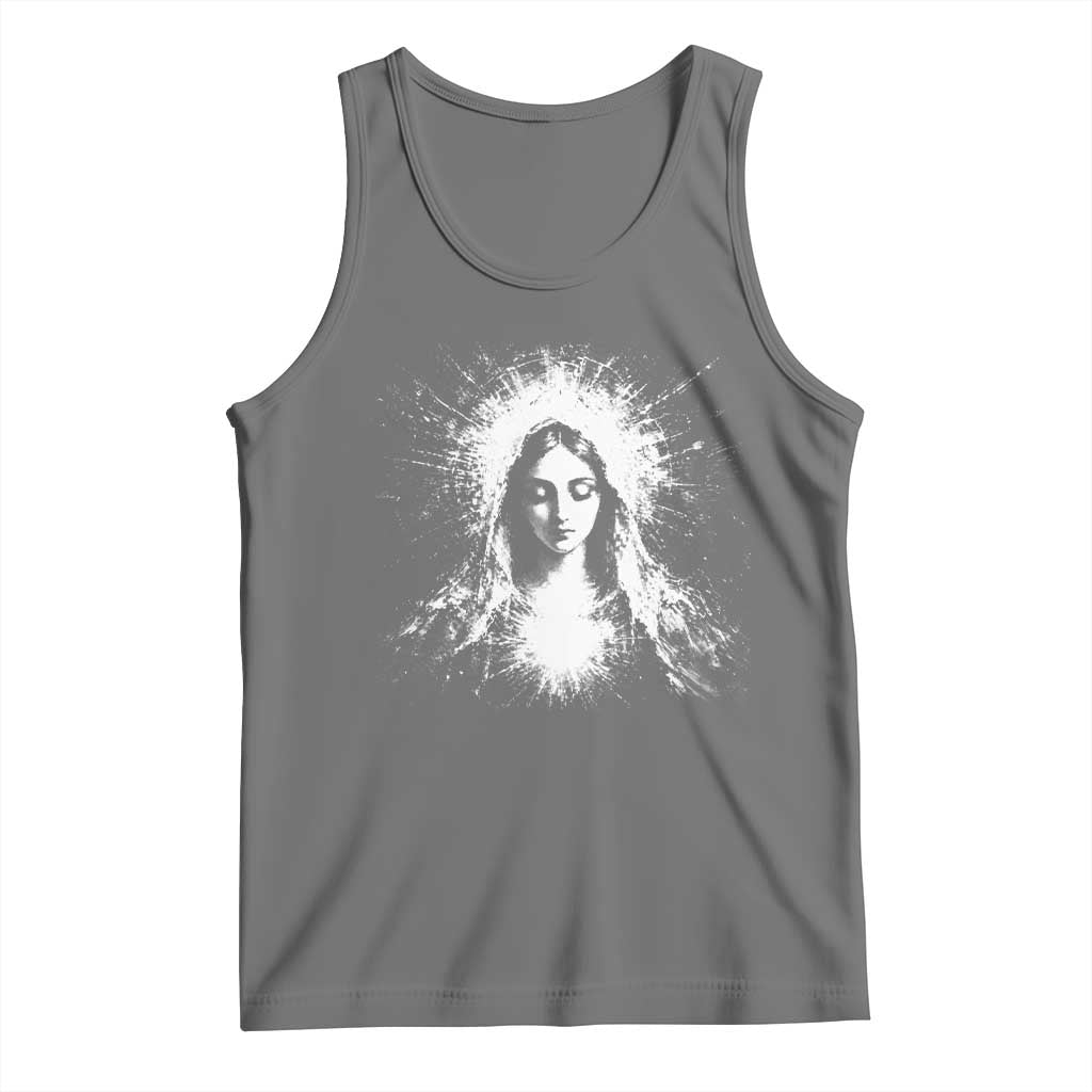 Catholic Virgin Mary Tank Top Vintage Marian Face Christian Our Lady TS10 Black Heather Print Your Wear