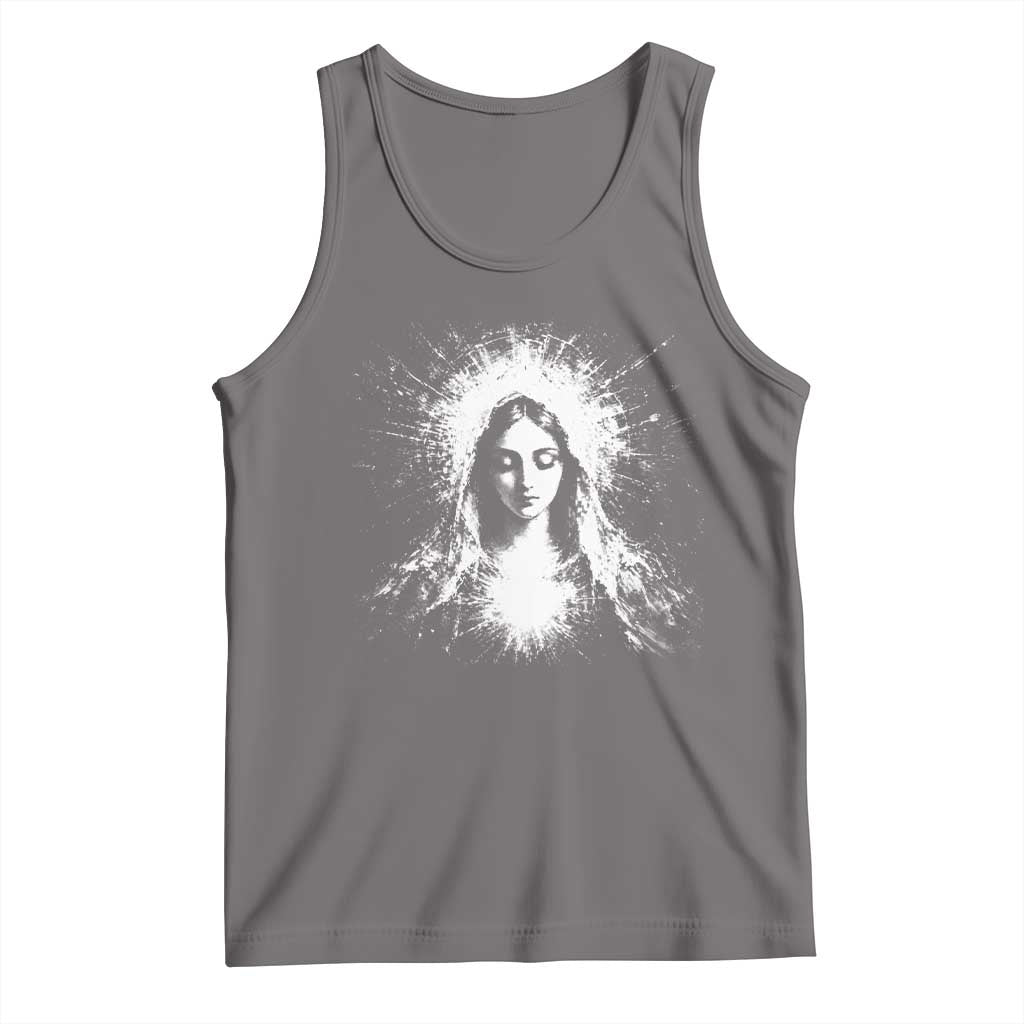 Catholic Virgin Mary Tank Top Vintage Marian Face Christian Our Lady TS10 Deep Heather Print Your Wear