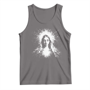 Catholic Virgin Mary Tank Top Vintage Marian Face Christian Our Lady TS10 Deep Heather Print Your Wear