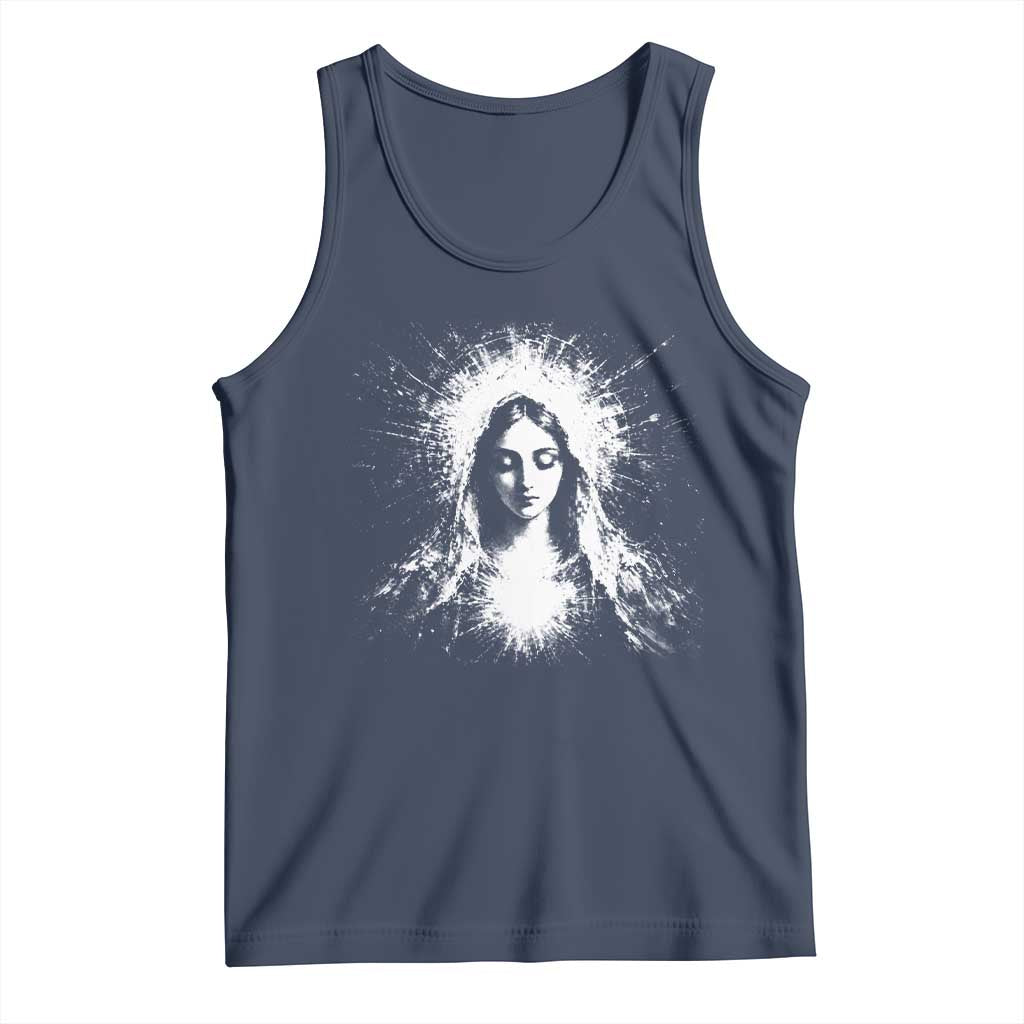 Catholic Virgin Mary Tank Top Vintage Marian Face Christian Our Lady TS10 Navy Print Your Wear