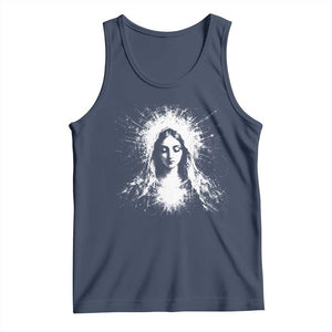 Catholic Virgin Mary Tank Top Vintage Marian Face Christian Our Lady TS10 Navy Print Your Wear