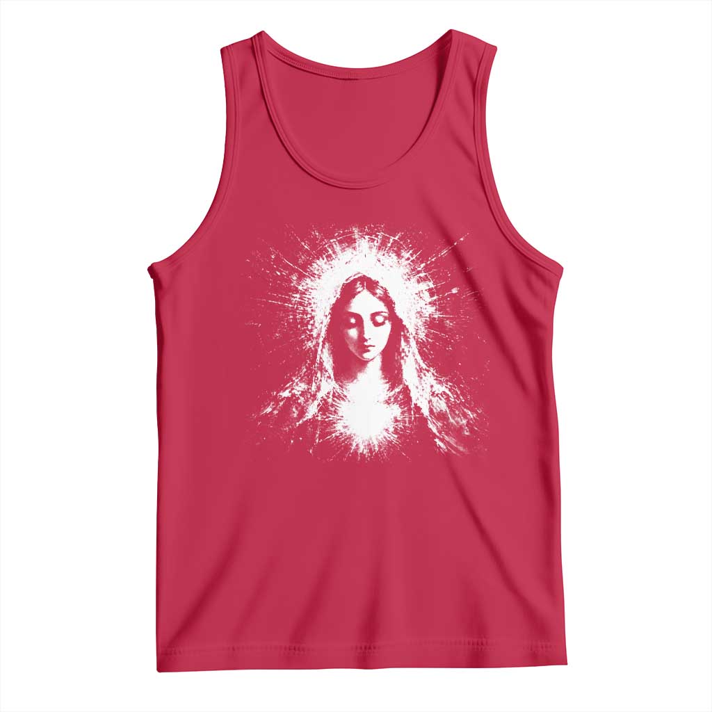 Catholic Virgin Mary Tank Top Vintage Marian Face Christian Our Lady TS10 Red Print Your Wear