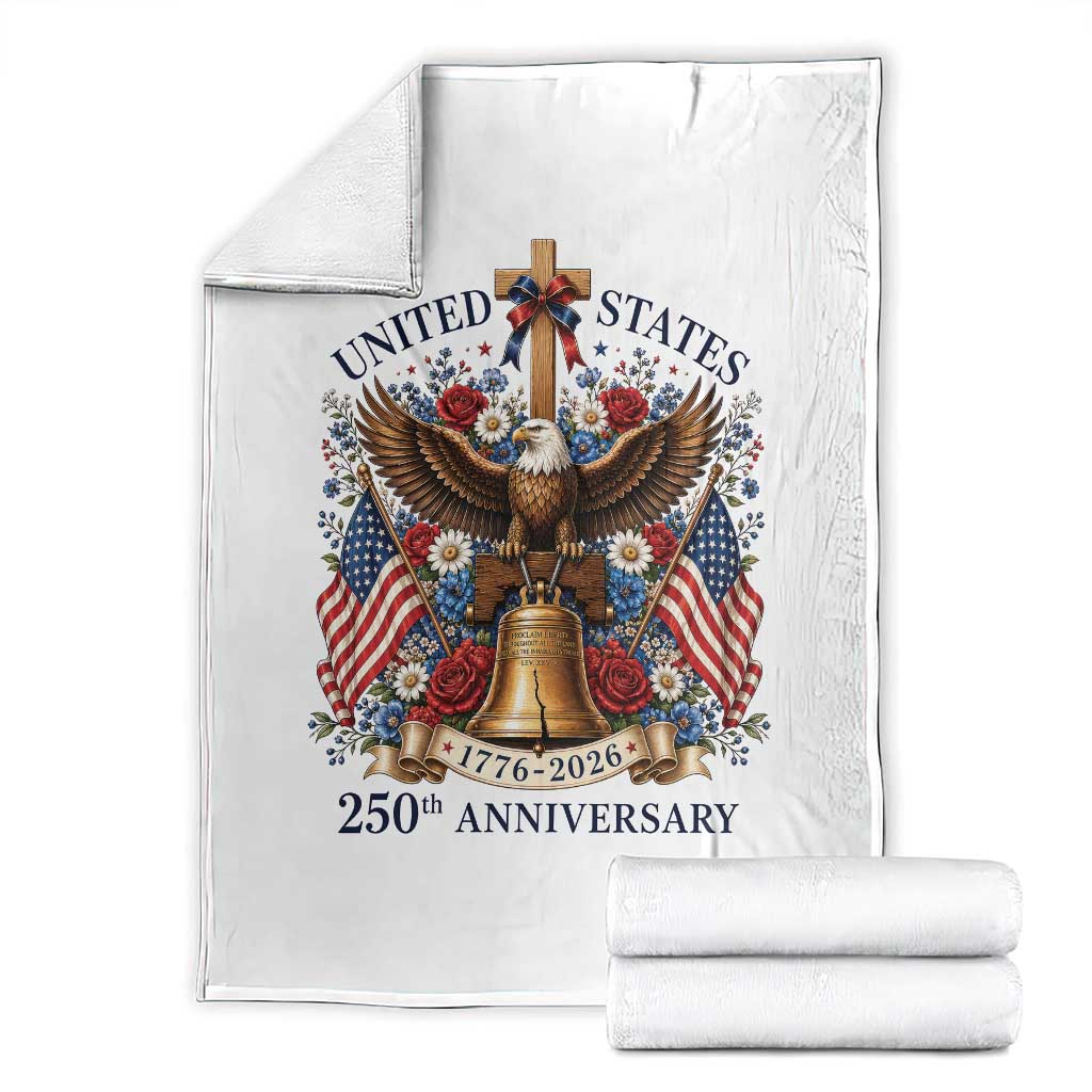 250 Anniversary USA Patriotic Eagle Throw Blanket Flower 250th Birthday 4th Of July 2026 TS10 White Print Your Wear