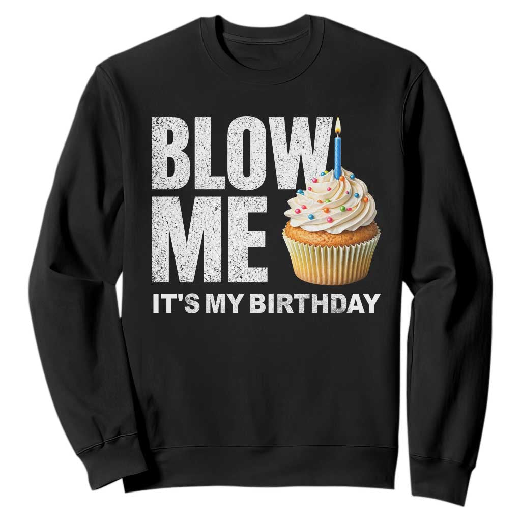 Blow Me Its My Birthday Sweatshirt Funny Adult Humor Dirty Jokes Bday Gag Gifts TS10 Black Print Your Wear