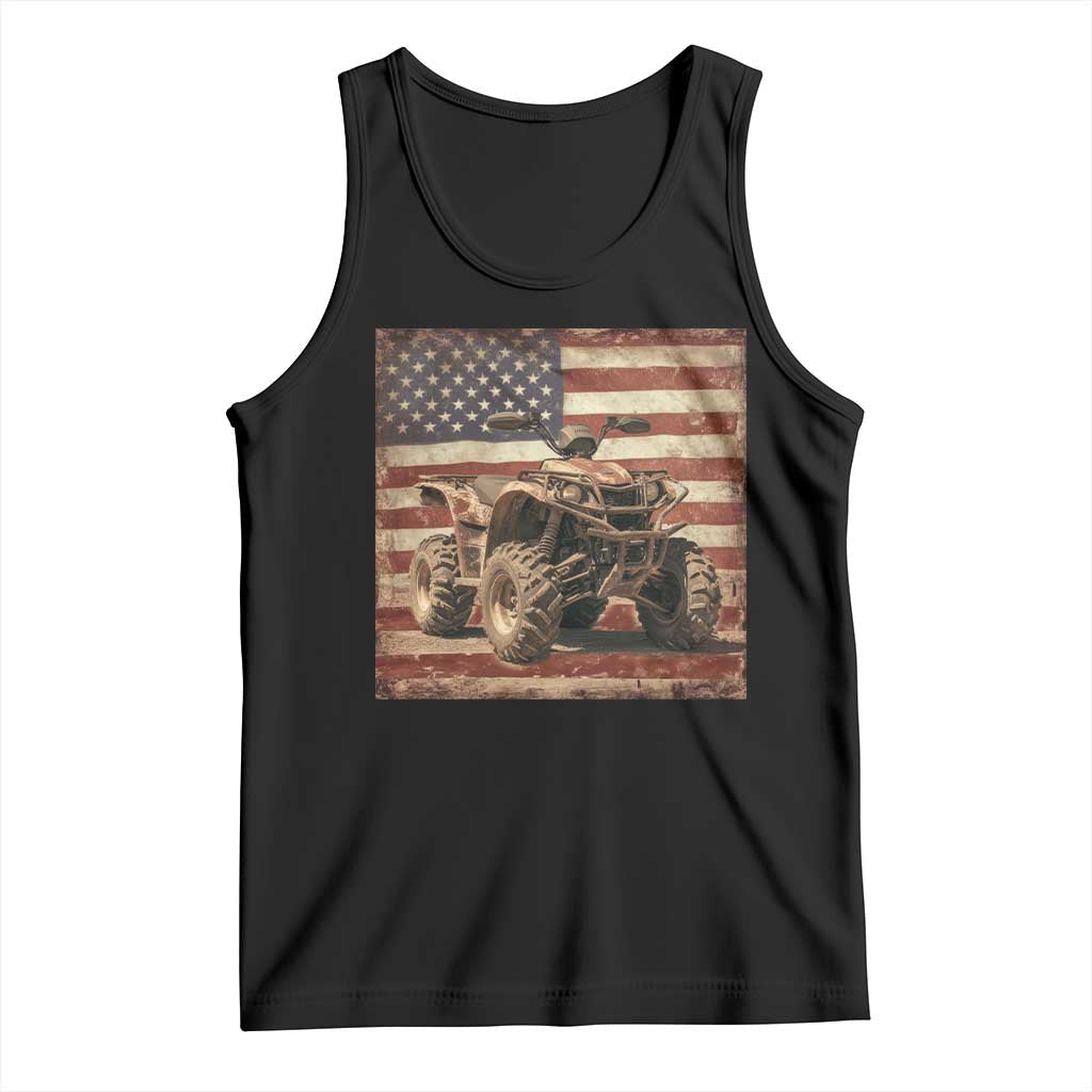 American Flag Quad 4 Wheeler Tank Top Vintage Retro Cool ATV Quadrider Off Road Clothing TS10 Black Print Your Wear