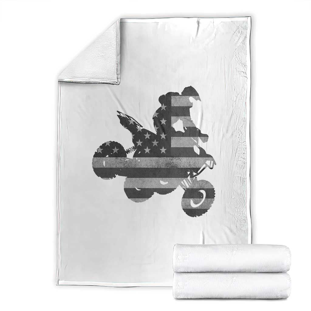 Cool ATV Throw Blanket Quad 4 Wheeler ATV Riding American Flag TS10 White Print Your Wear