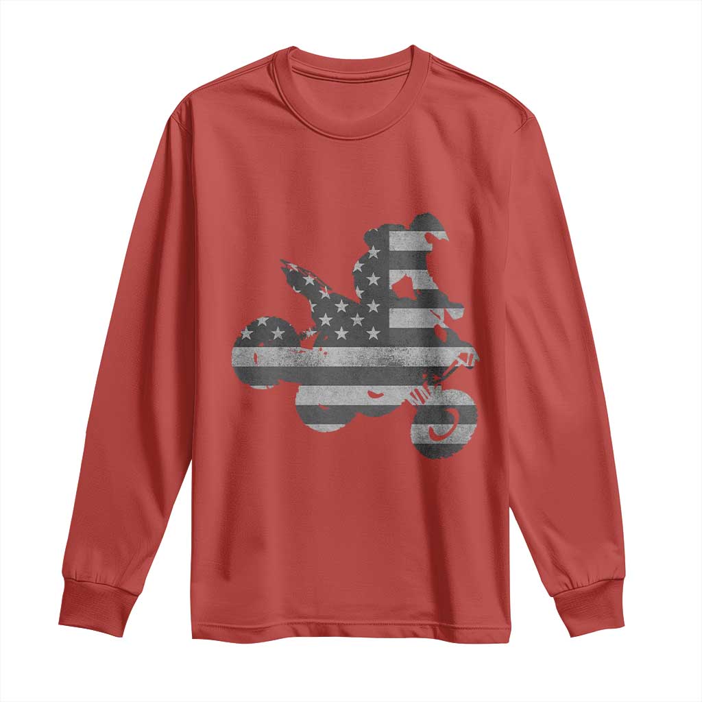 Cool ATV Long Sleeve Shirt Quad 4 Wheeler ATV Riding American Flag TS10 Red Print Your Wear
